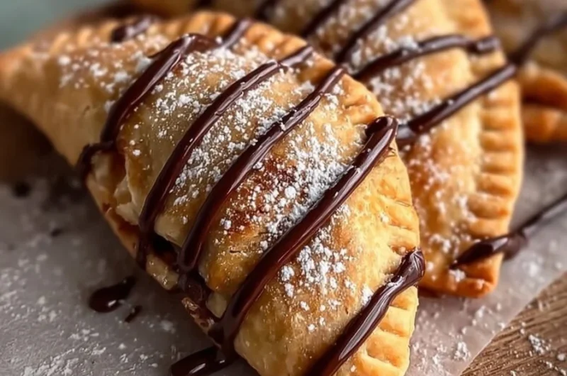 Golden air fryer Nutella toast pies with melted chocolate filling