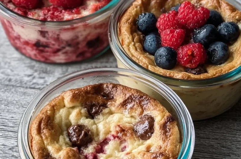 Baked protein pancake bowls topped with fruits and nuts for a nutritious breakfast