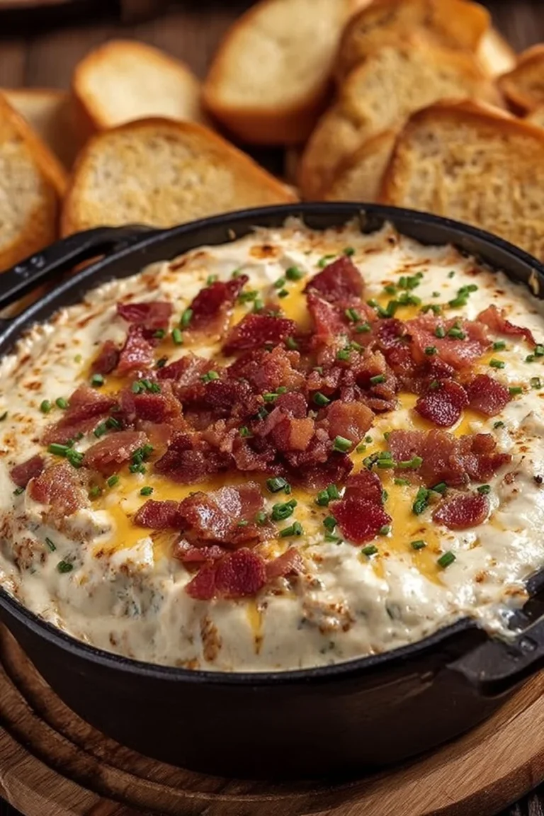 Creamy crockpot cheesy bacon ranch dip served with crispy chips