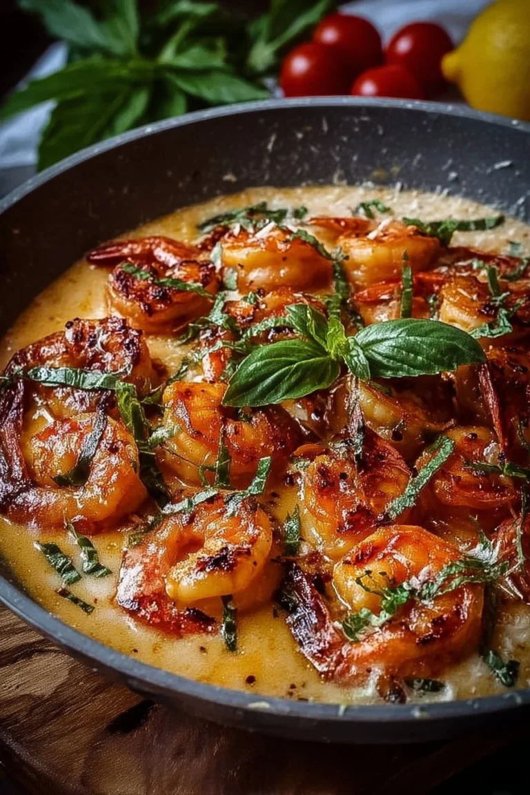 Delicious creamy Marry Me Shrimp dish garnished with herbs