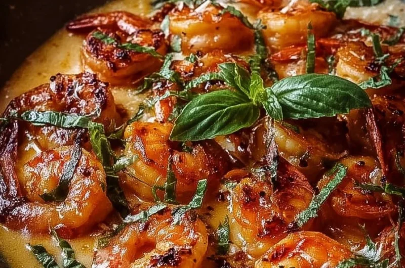Delicious creamy Marry Me Shrimp dish garnished with herbs