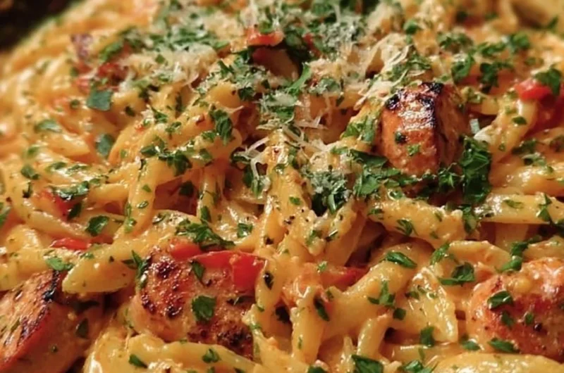 Creamy one-pot Cajun pasta dish, flavorful and easy to prepare.