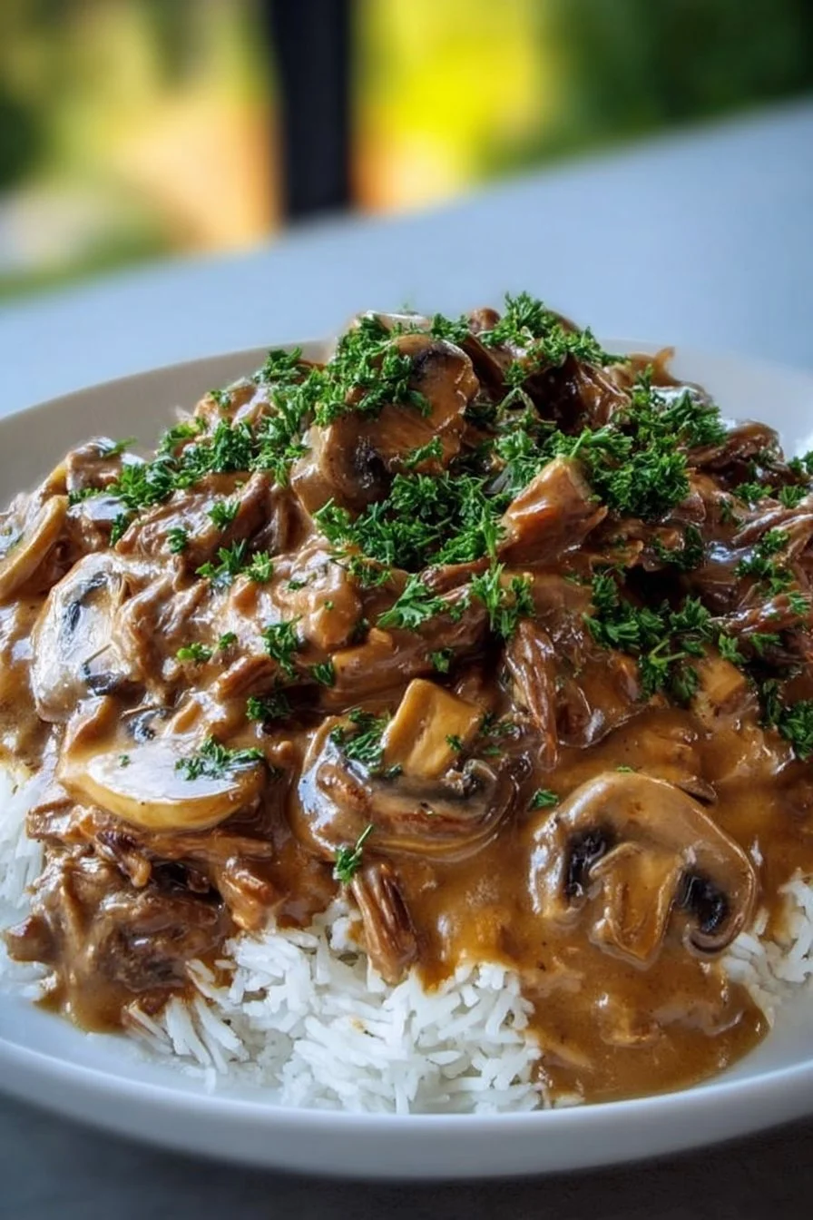 Creamy Slow Cooker Beef Stroganoff