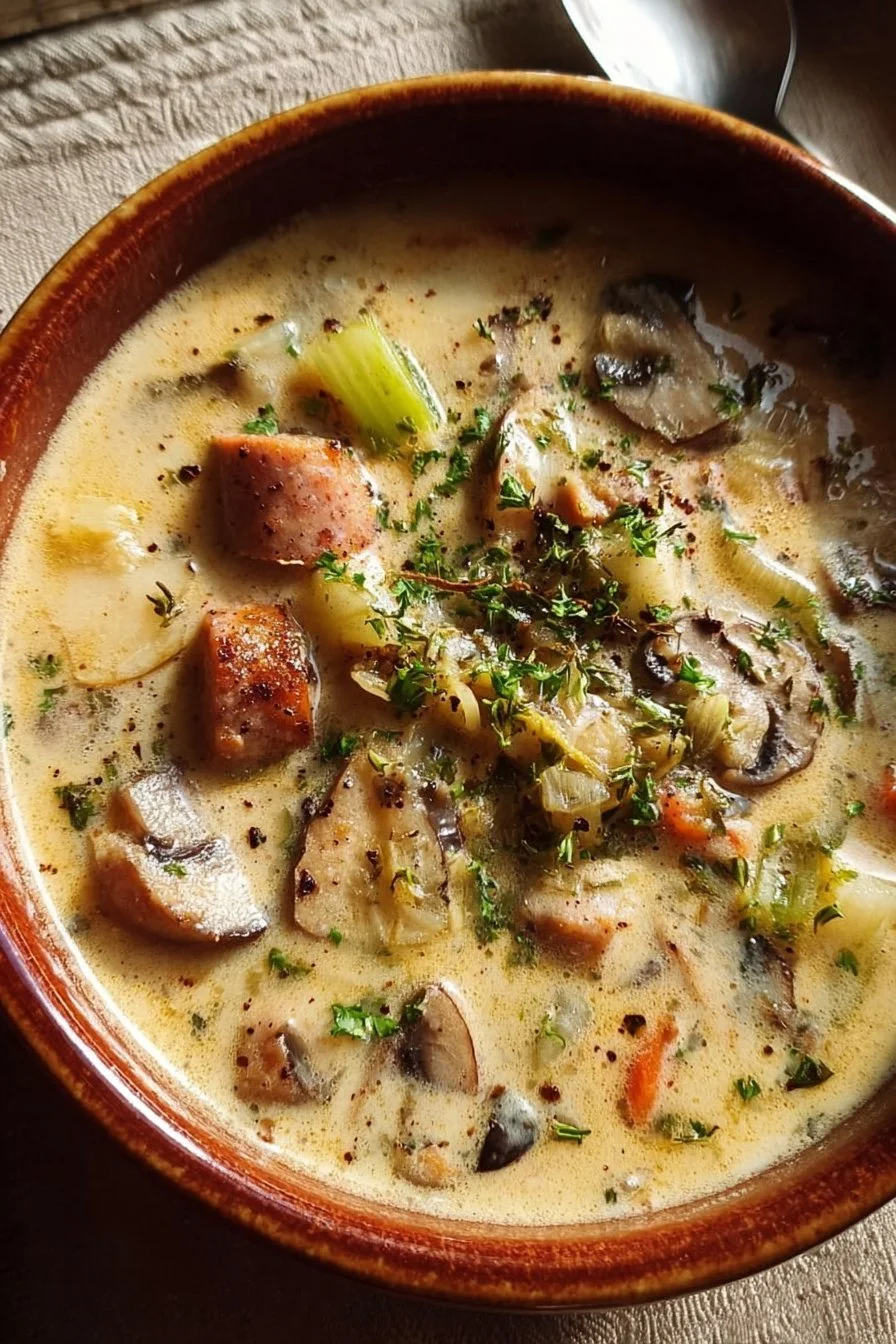 Creamy Turkey Sausage & Mushroom Soup