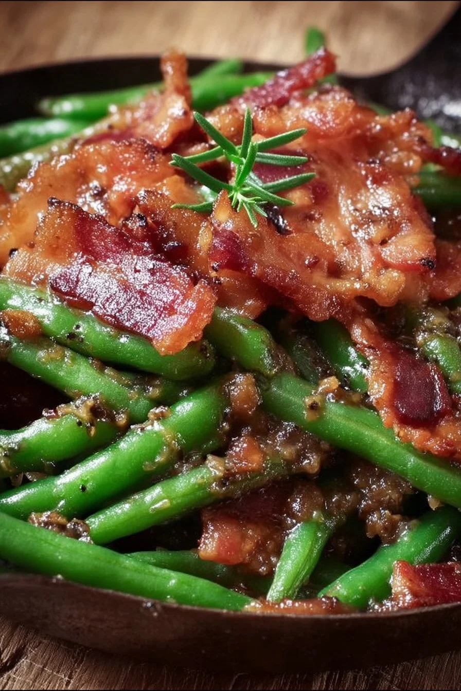 Crispy Brown Sugar Bacon Green Beans