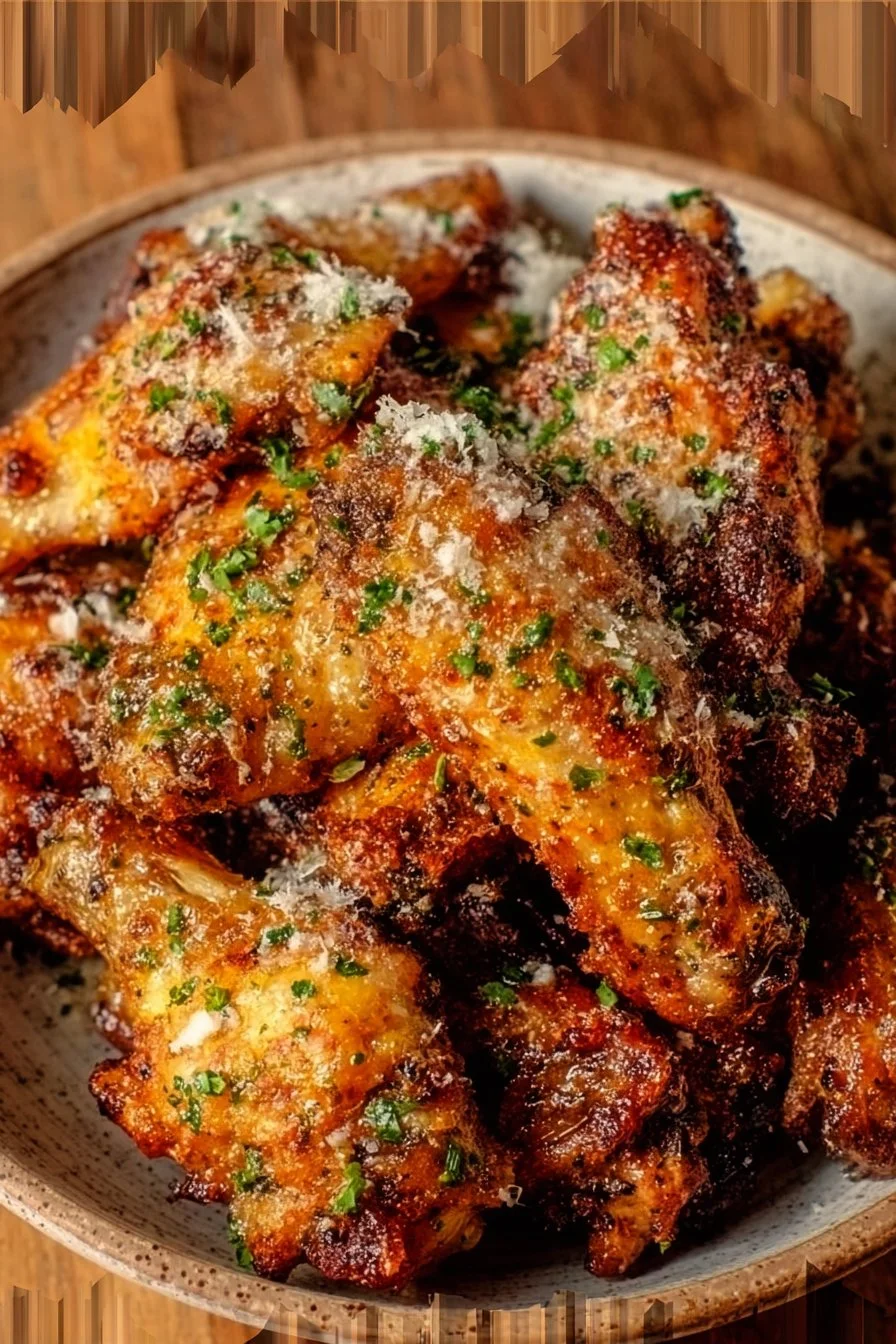 Crispy Garlic Parmesan Air Fryer Chicken Wings