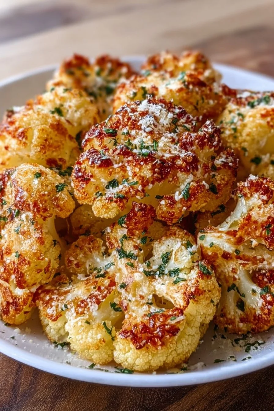 Crispy Healthy Air Fryer Garlic Parmesan Cauliflower