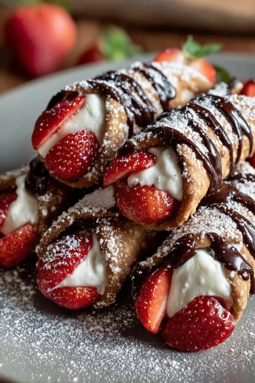 Decadent Chocolate-Covered Strawberry Filled Cannoli