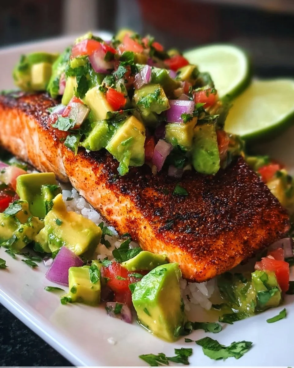 Easy Cajun Lime Salmon With Avocado Salsa