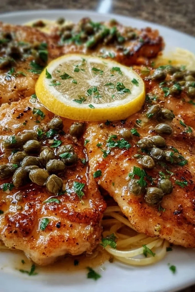 Easy chicken piccata dish with lemon and capers served on a plate