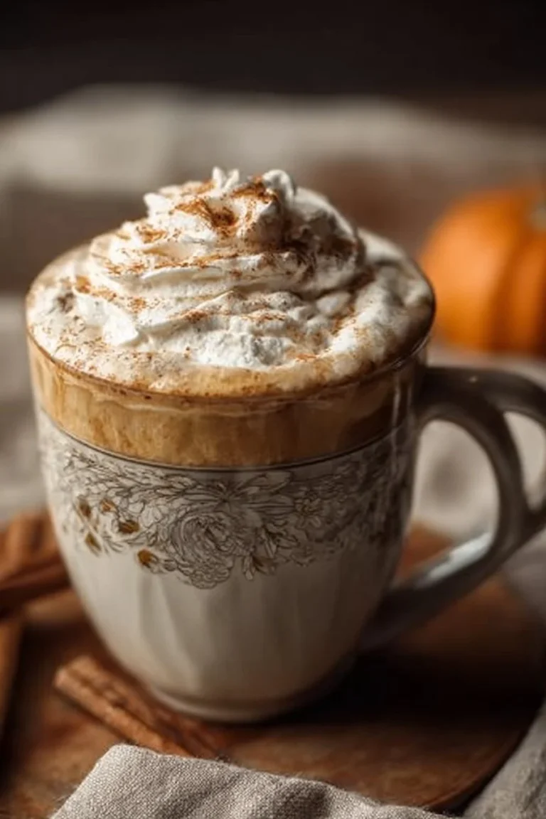 Homemade Pumpkin Spice Latte topped with whipped cream and cinnamon