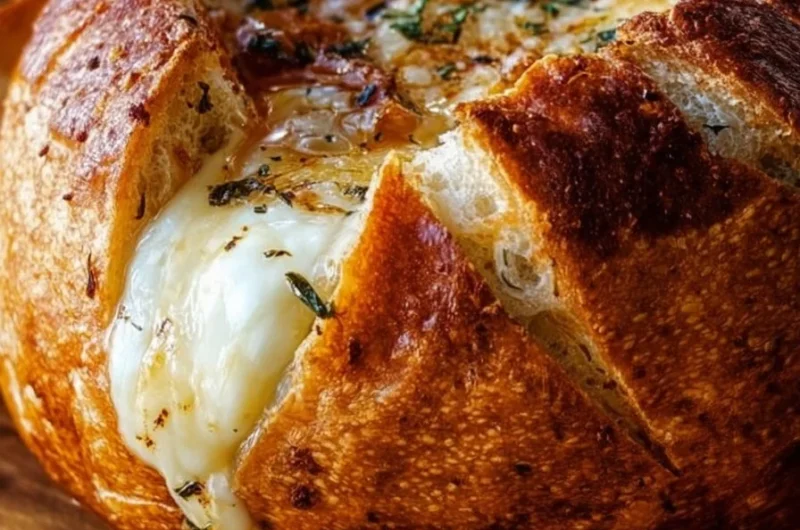 Easy Hot Honey Baked Brie in a Bread Bowl