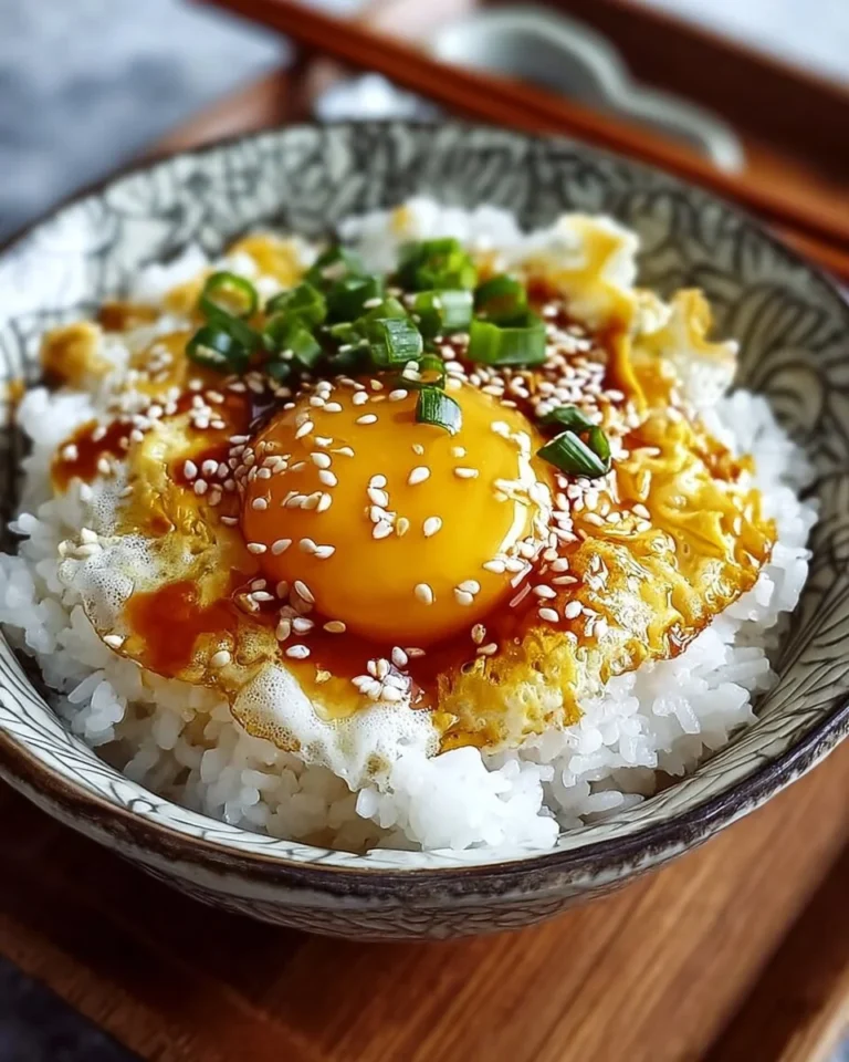 Delicious bowl of Easy Korean Egg Rice topped with a sunny-side-up egg.