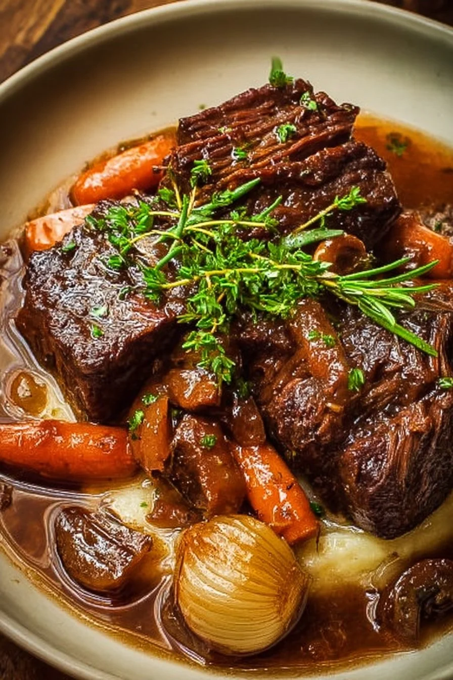 Delicious slow-braised beef cooked to perfection, served with savory vegetables.