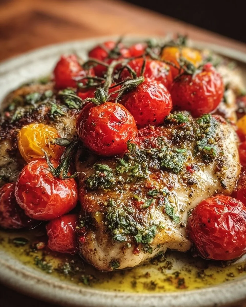Flavorful Pesto Chicken with Juicy Cherry Tomatoes