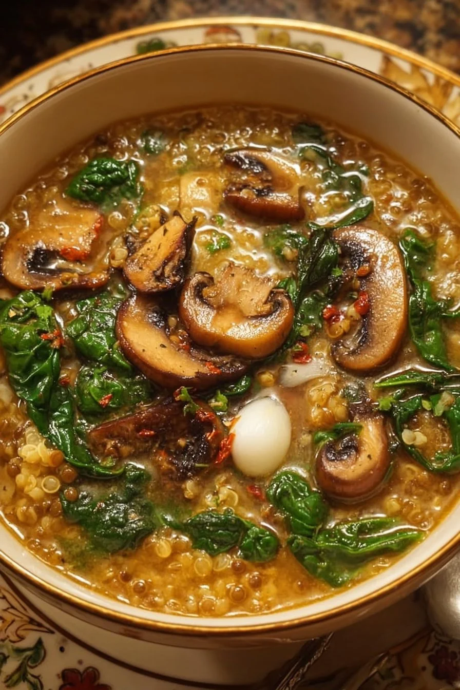 Hearty Grain Spinach & Mushroom Soup
