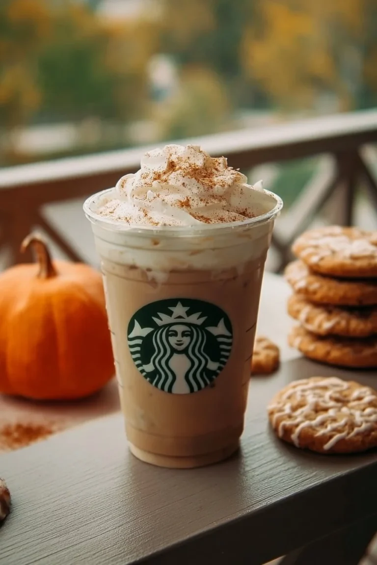 Starbucks Pumpkin Spice Latte and fall drinks on a cozy autumn table