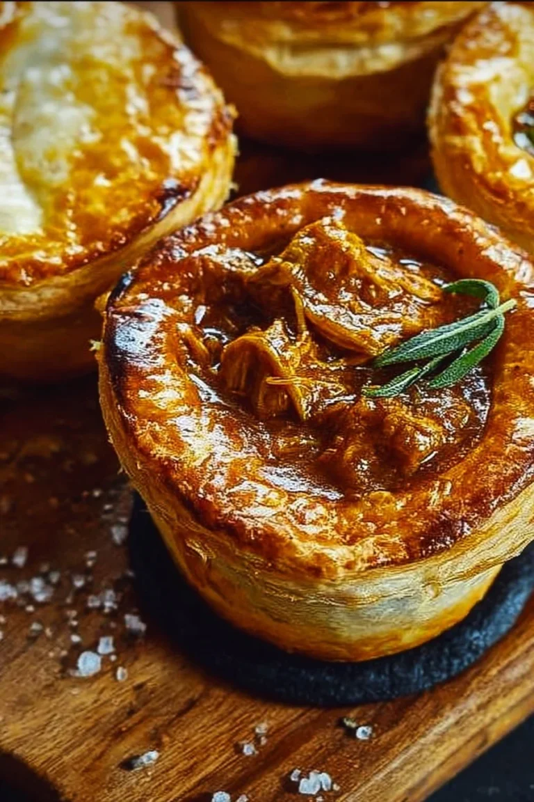 Individual Butter Chicken puff pastry pot pies, golden and filled with rich curry.