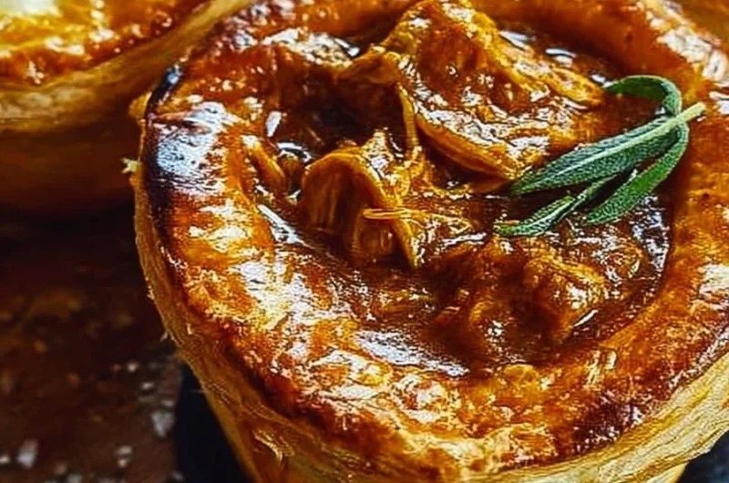 Individual Butter Chicken puff pastry pot pies, golden and filled with rich curry.