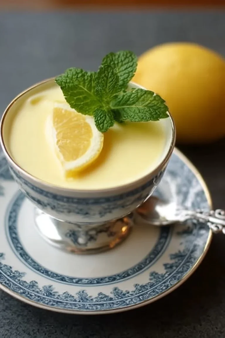 Delicious English lemon posset served in elegant dessert cups