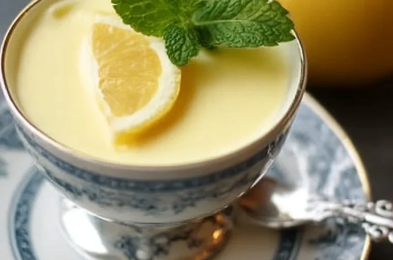 Delicious English lemon posset served in elegant dessert cups