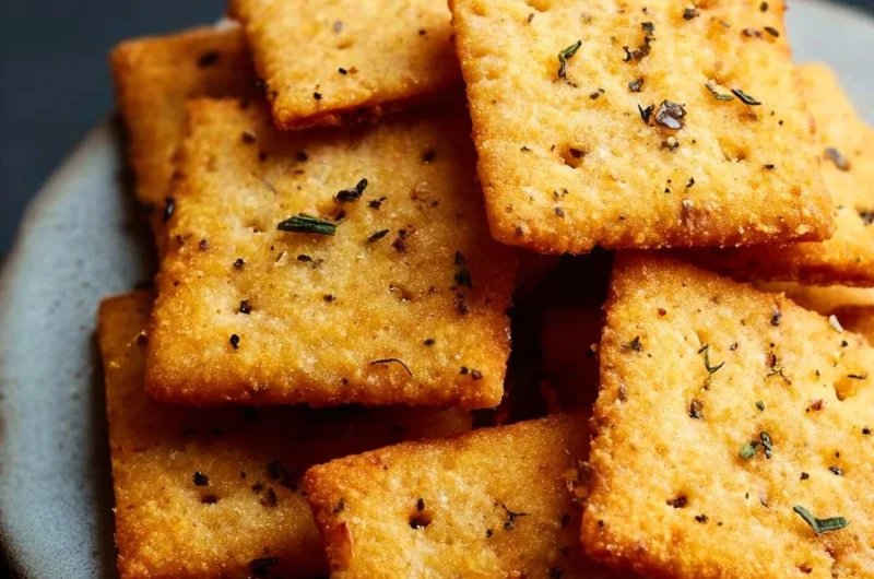 High-protein parmesan cottage cheese crackers ready to enjoy as a nutritious snack.