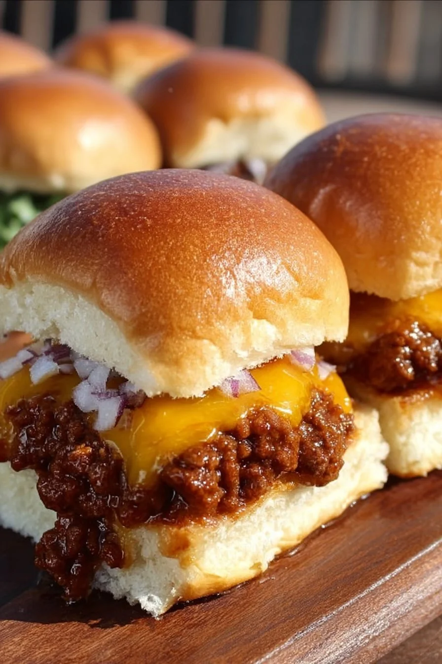 Juicy Sloppy Joe Sliders with Gooey Cheddar Cheese