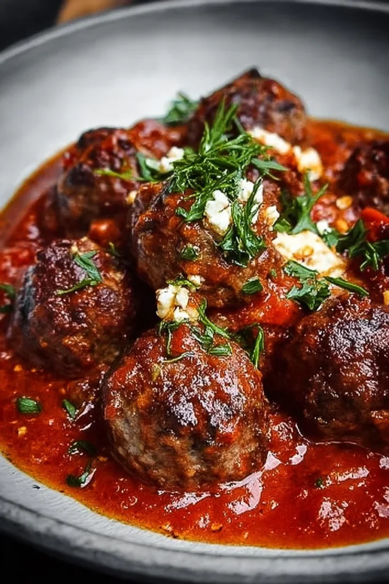 Mediterranean lamb and beef meatballs with spiced tomato-mushroom sauce