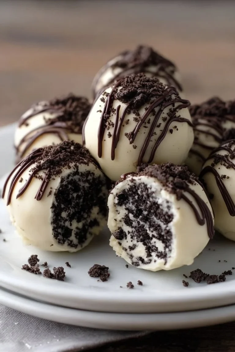 No-bake cookies and cream cheesecake balls dessert ready to enjoy