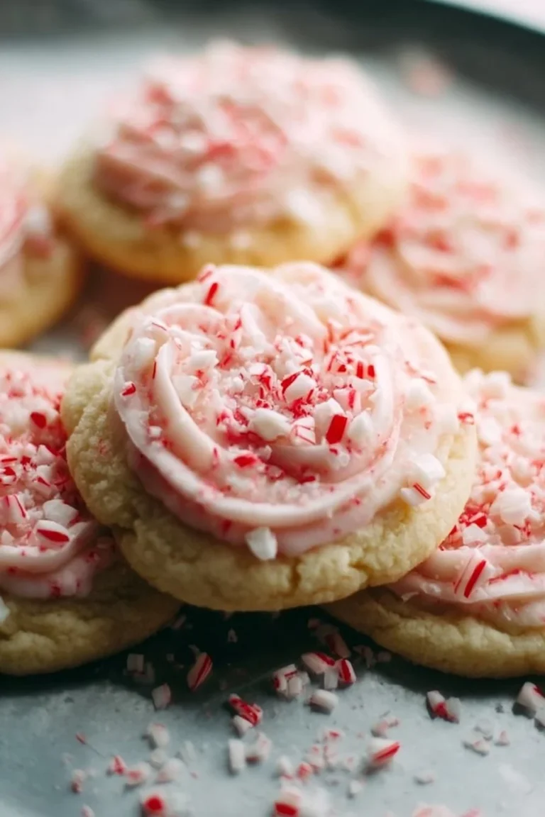 Decorated peppermint sugar cookies on a festive plate