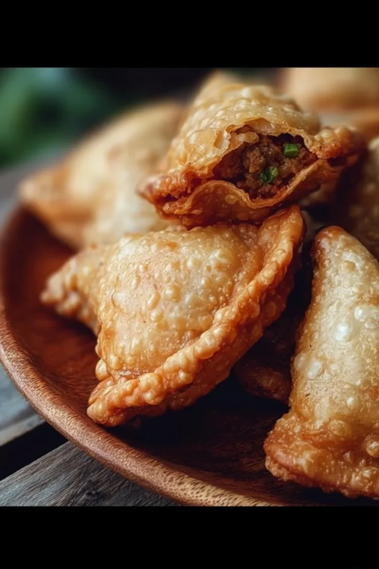 Plate of crispy Indian samosas with delicious fillings and a dipping sauce