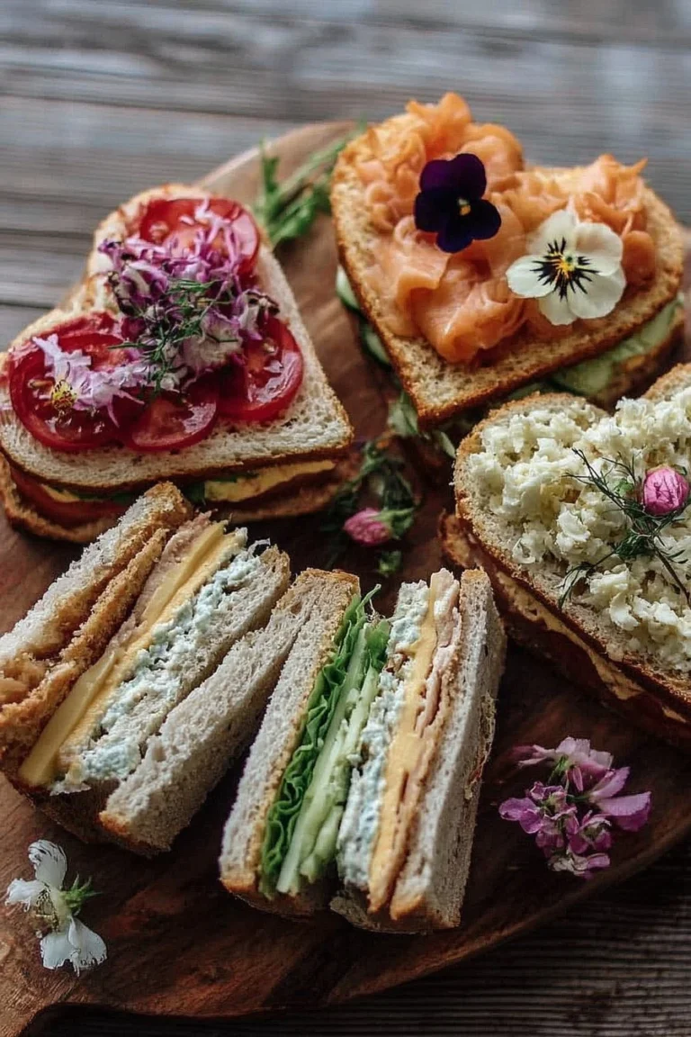 Heart-shaped tea sandwich board for Galentine's Day celebration