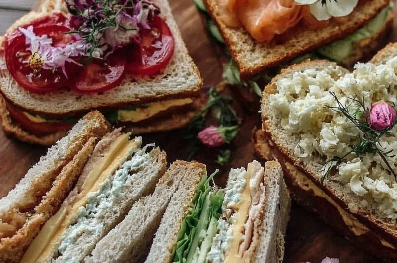 Heart-shaped tea sandwich board for Galentine's Day celebration