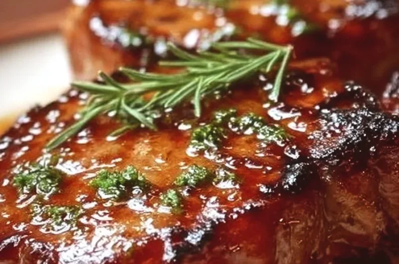 Delicious Irish whiskey glazed pork chops on a plate