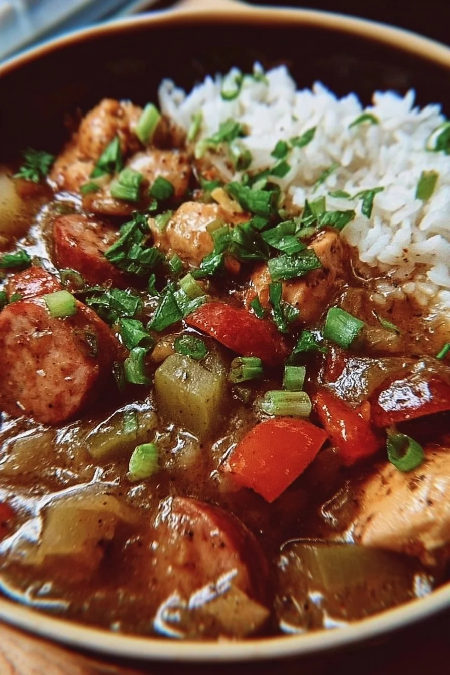 Slow Cooker Chicken and Sausage Gumbo