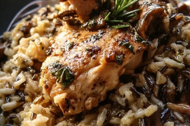 Slow Cooker Chicken and Mushroom Wild Rice dish served in a bowl