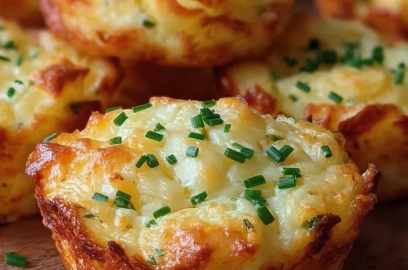 Delicious potato cheddar and chive bakes freshly out of the oven