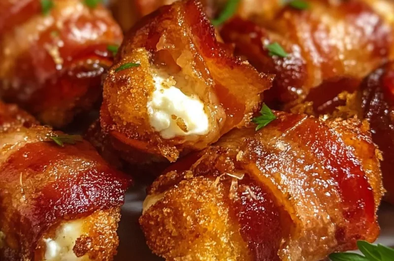 Tasty turkey bacon mozzarella poppers displayed on a platter
