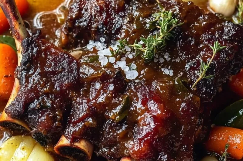 Delicious Apple Cider Braised Short Ribs served on a plate