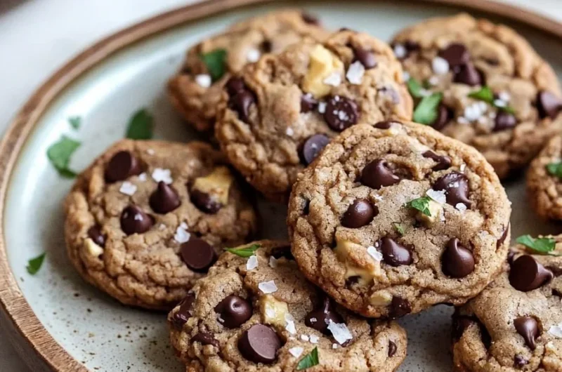 Delicious banana bread chocolate chip cookies on a rustic wooden table