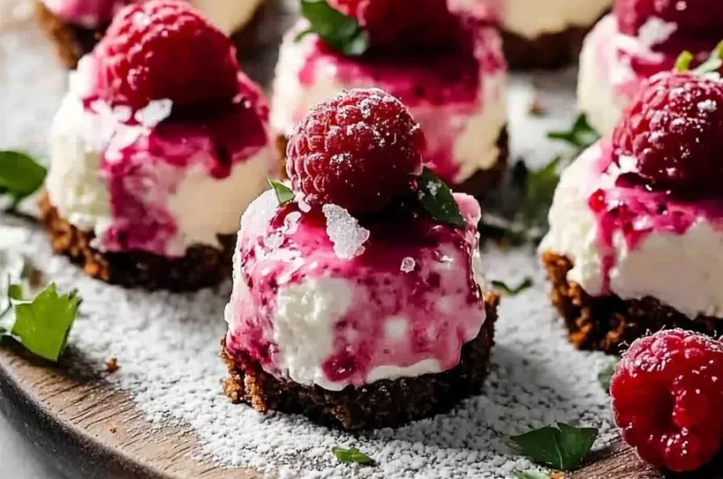 Delicious raspberry cheesecake bites served on a platter