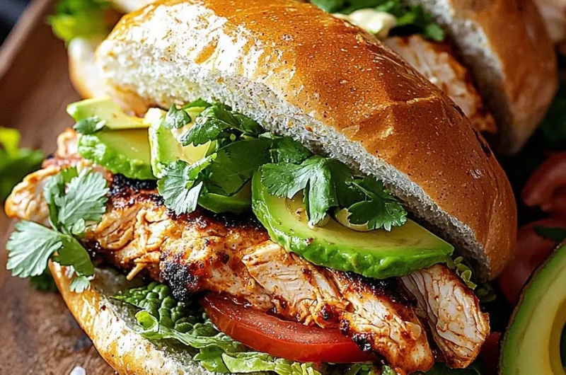 Delicious Chicken Torta sandwich with fresh ingredients and vibrant toppings