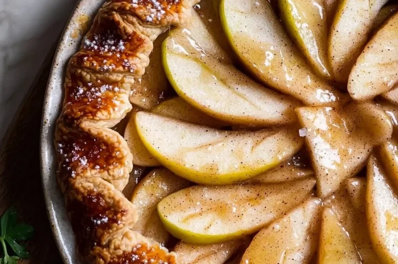 Delicious Cinnamon Honeycrisp Apple Galette with golden crust and apple filling