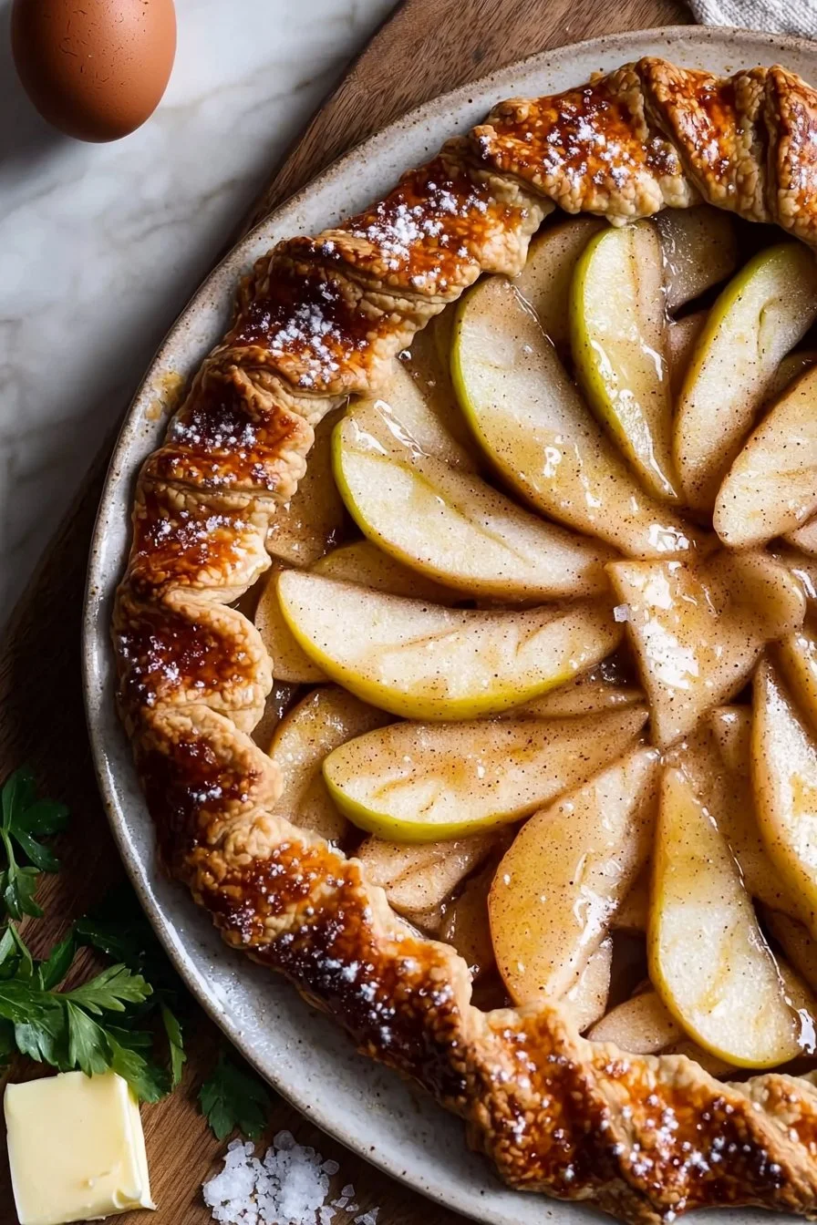 Delicious Cinnamon Honeycrisp Apple Galette with golden crust and apple filling