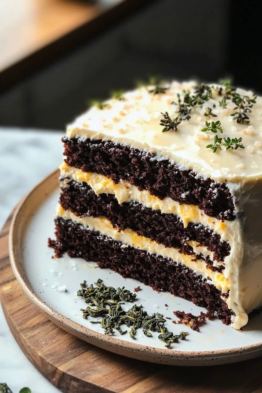 Cozy Velvet Earl Grey Layer Cake layered with rich cream and fragrant tea flavors.