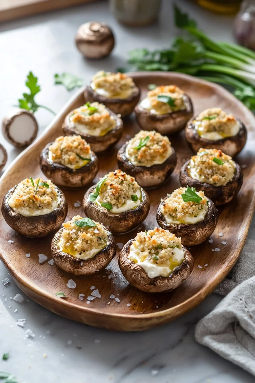 Cream cheese stuffed mushrooms, a delicious appetizer recipe