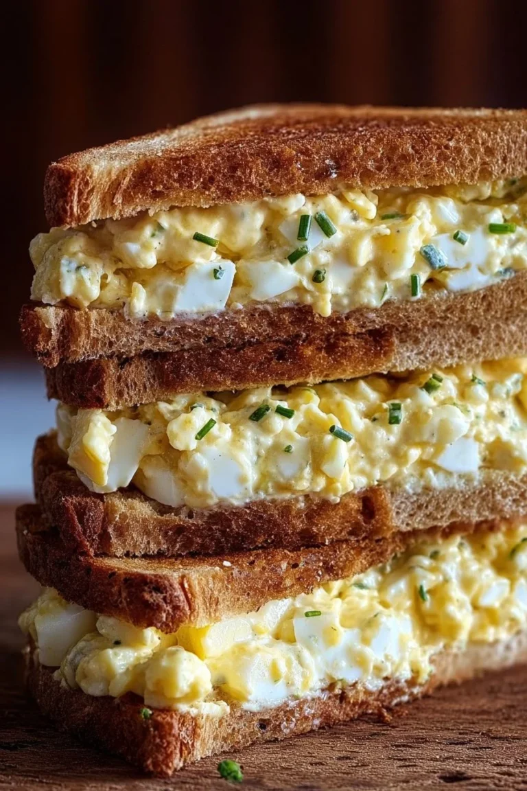 Creamy egg salad sandwich made with fresh ingredients