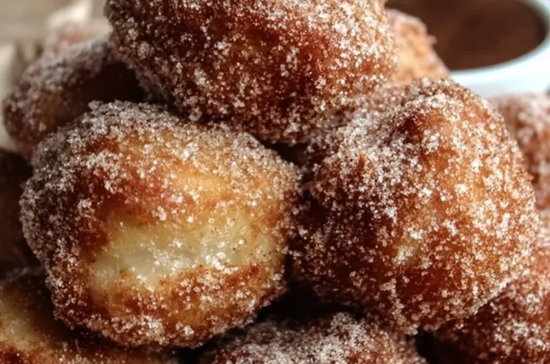 Crispy churro donut bites dusted with cinnamon and sugar.