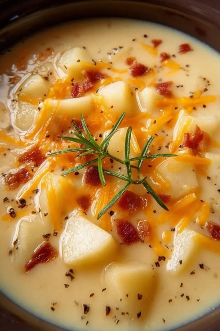 Creamy Crock Pot Crack Potato Soup served in a bowl with herbs