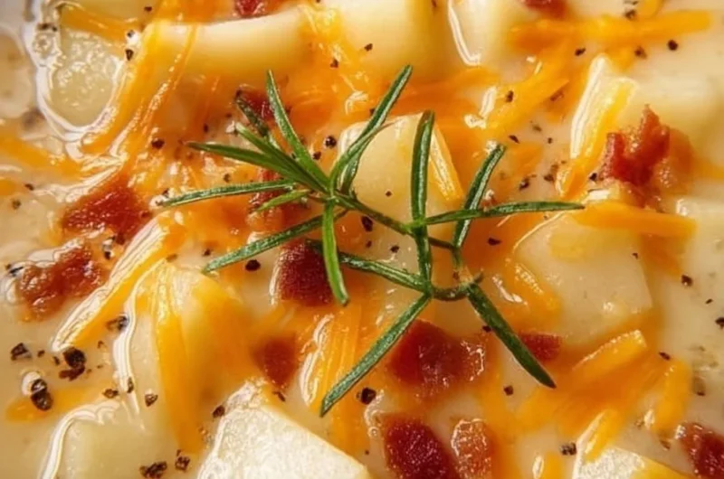 Creamy Crock Pot Crack Potato Soup served in a bowl with herbs